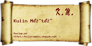 Kulin Máté névjegykártya